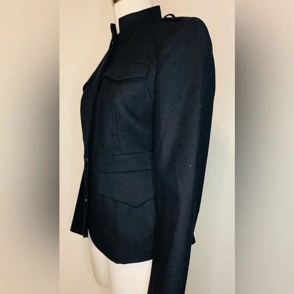 Banana Republic Black Women’s Wool Military Jacket Stretch NWOT Size 2! - Picture 3 of 10